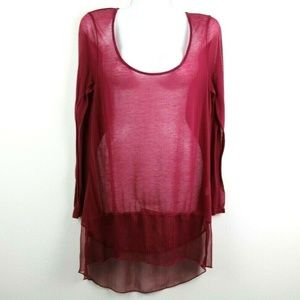 Free People Womens Blouse Long Sleeve Sheer Small